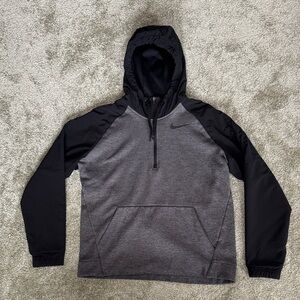 Nike Charcoal and Black Pullover Quarter Zip with Hood